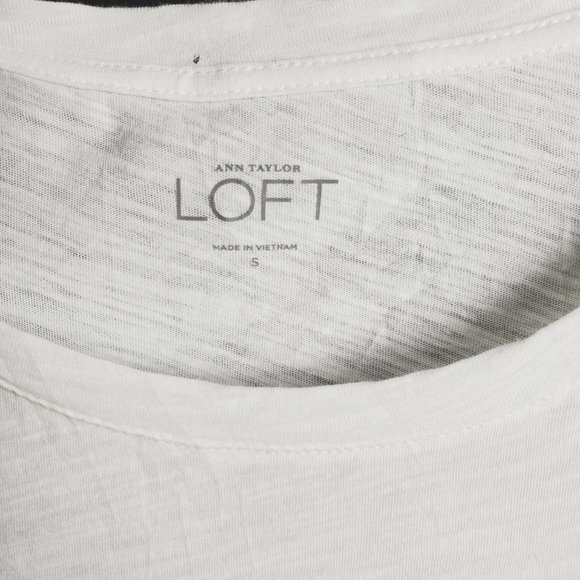 Ann Taylor LOFT Flowy High Low White Tee 100% Cotton Sz S - Picture 6 of 10